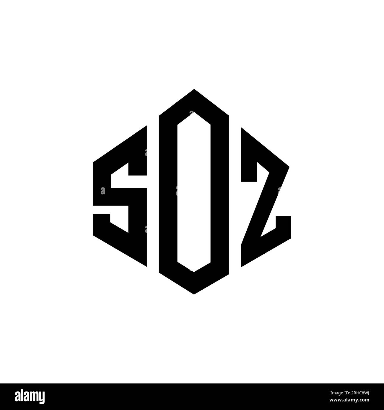 Logo mit SOZ-Buchstaben und Polygonform. SOZ-Polygon- und würfelförmiges Logo. Sechseckige SOZ-Vektor-Logo-Vorlage in Weiß und Schwarz. SOZ monogr Stock Vektor