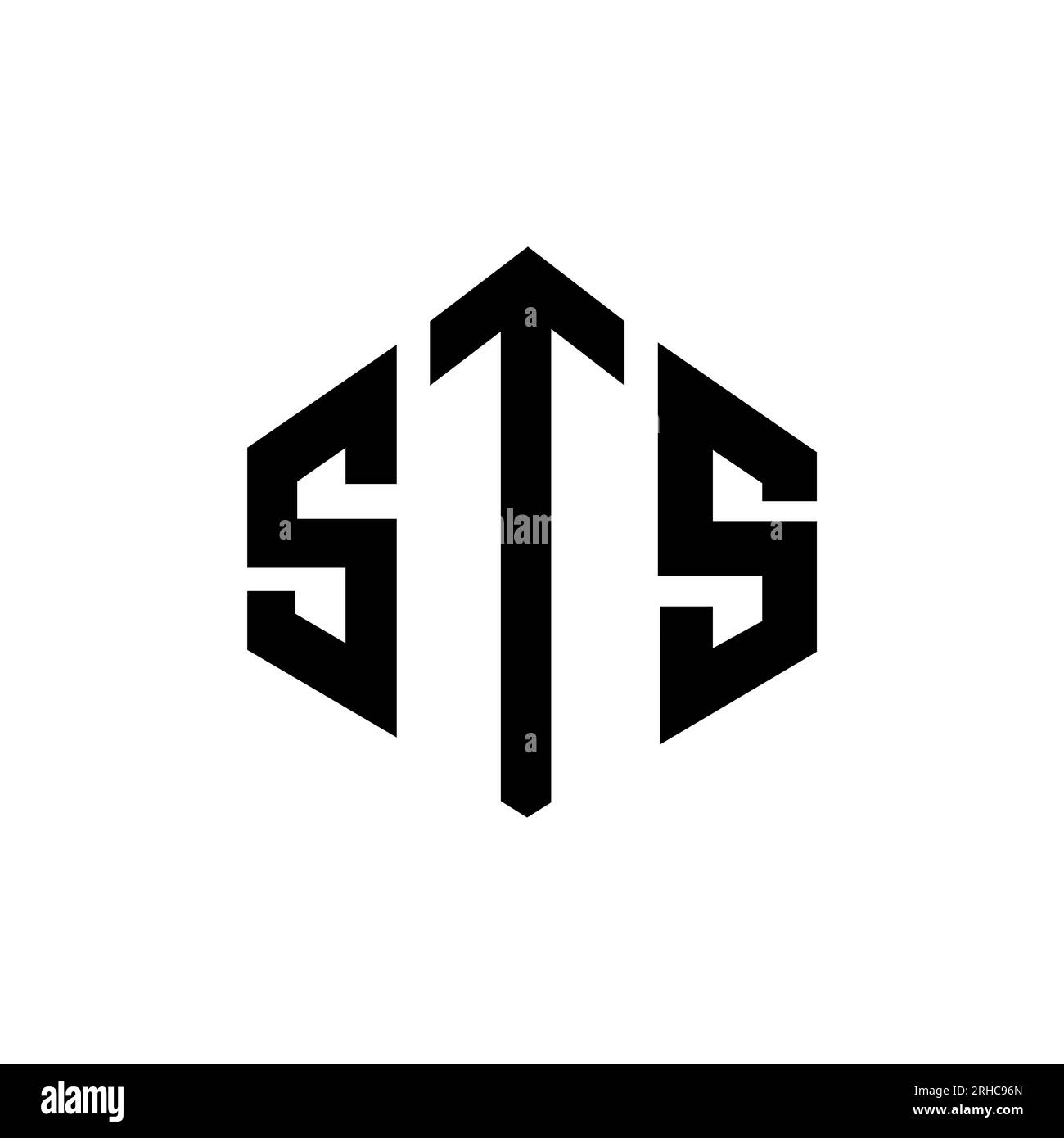 STS-Logo in Polygonform. STS-Polygon- und würfelförmiges Logo. STS sechseckige Vektor-Logo-Vorlage in Weiß und Schwarz. STS monogr Stock Vektor