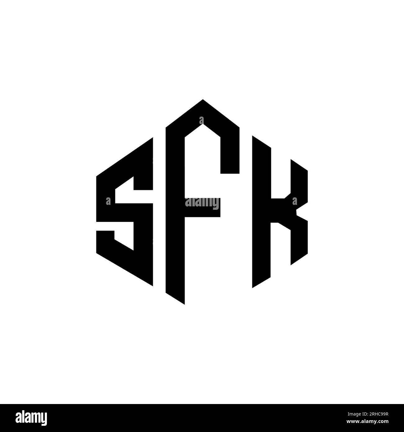 SFK-Logo in Polygonform. SFK-Polygon- und würfelförmiges Logo. SFK sechseckige Vektor-Logo-Vorlage in Weiß und Schwarz. SFK Monogr Stock Vektor