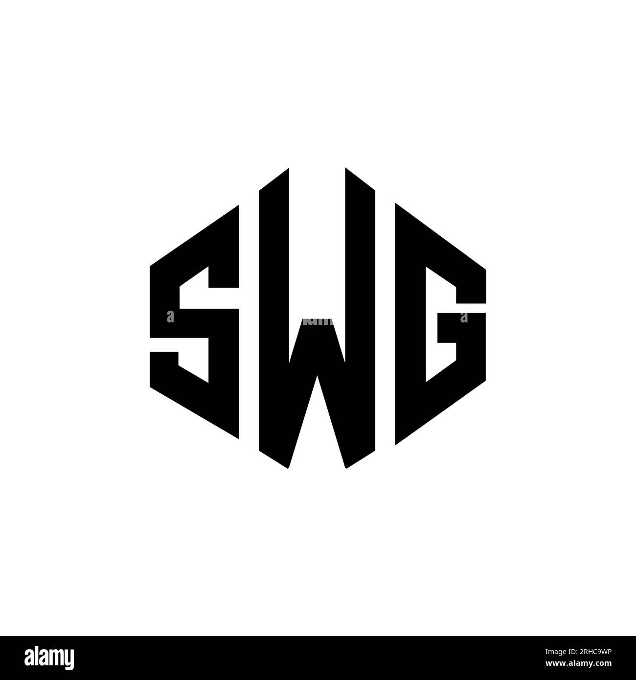 SWG-Logo in Polygonform. SWG-Polygon- und würfelförmiges Logo. SWG sechseckige Vektor-Logo-Vorlage in Weiß und Schwarz. SWG Monogr Stock Vektor