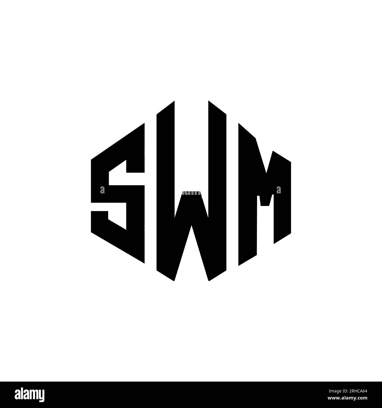 SWM-Logo in Polygonform. SWM-Polygon- und würfelförmiges Logo. SWM sechseckige Vektor-Logo-Vorlage in Weiß und Schwarz. SWM Monogr Stock Vektor