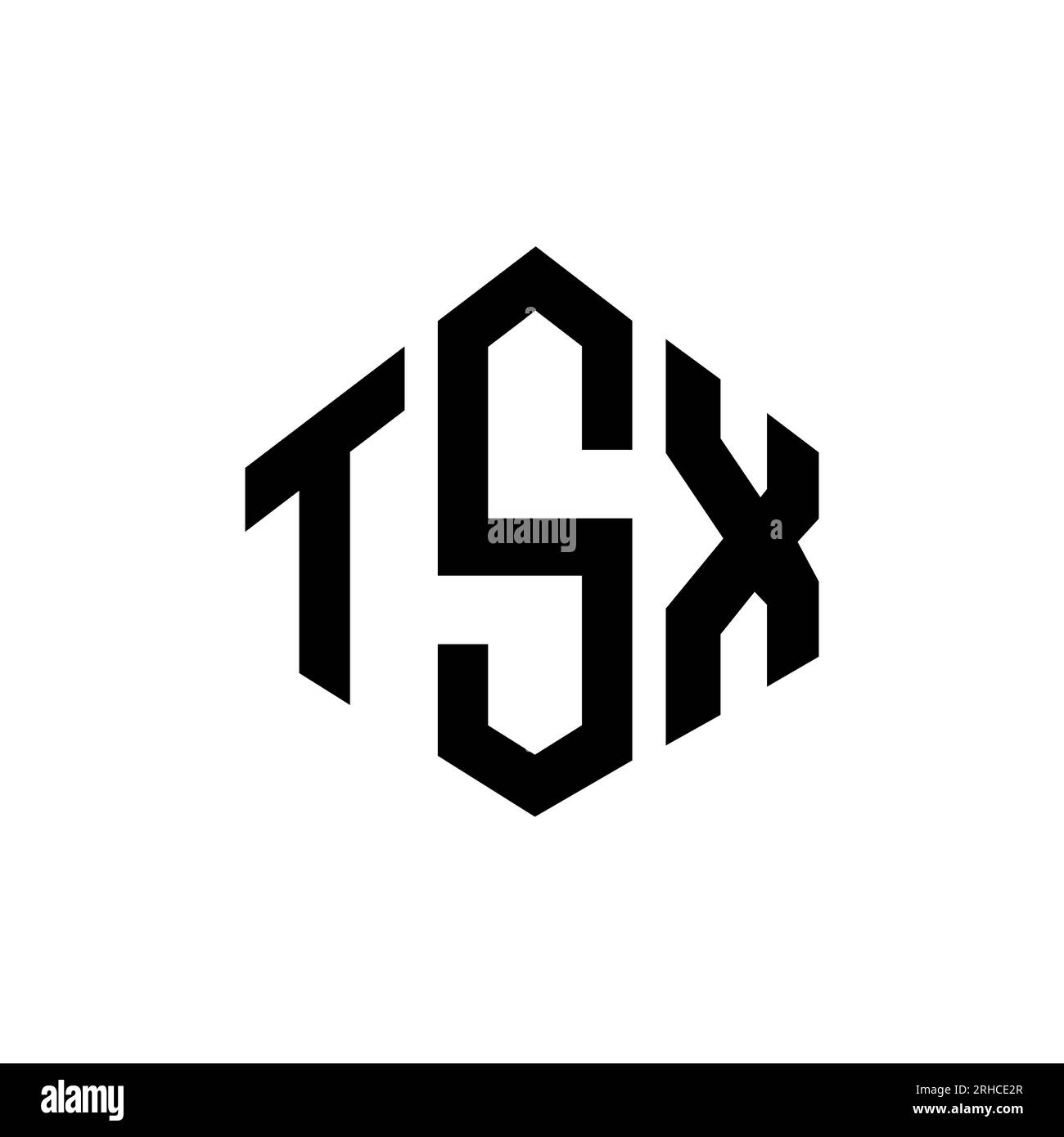 TSX-Logo in Polygonform. TSX-Polygon- und würfelförmiges Logo. TSX sechseckige Vektor-Logo-Vorlage in Weiß und Schwarz. TSX Monogr Stock Vektor