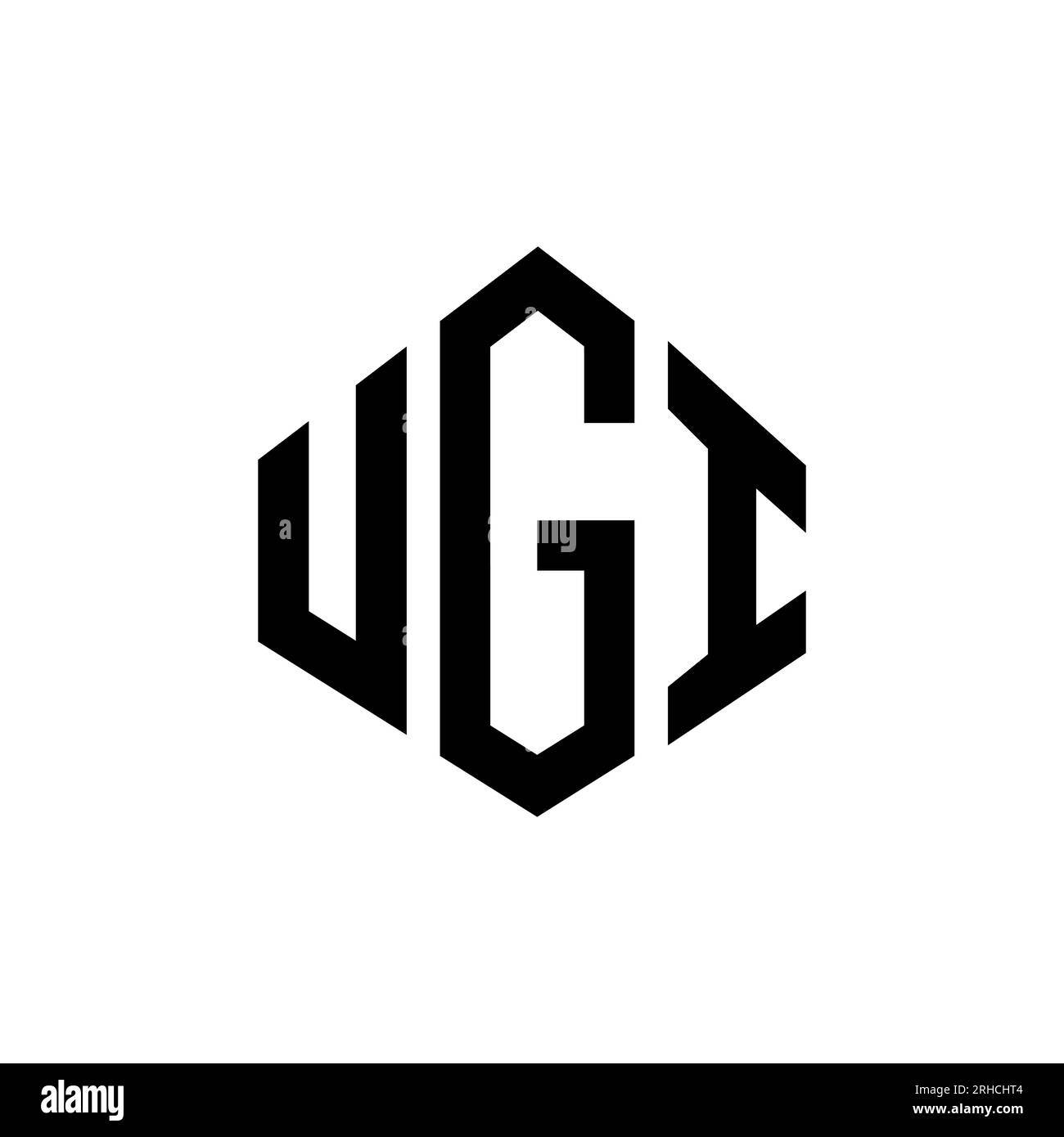 Logo mit UGI-Buchstaben und Polygonform. UGI-Polygon- und würfelförmiges Logo. UGI sechseckige Vektor-Logo-Vorlage in Weiß und Schwarz. UGI monogr Stock Vektor