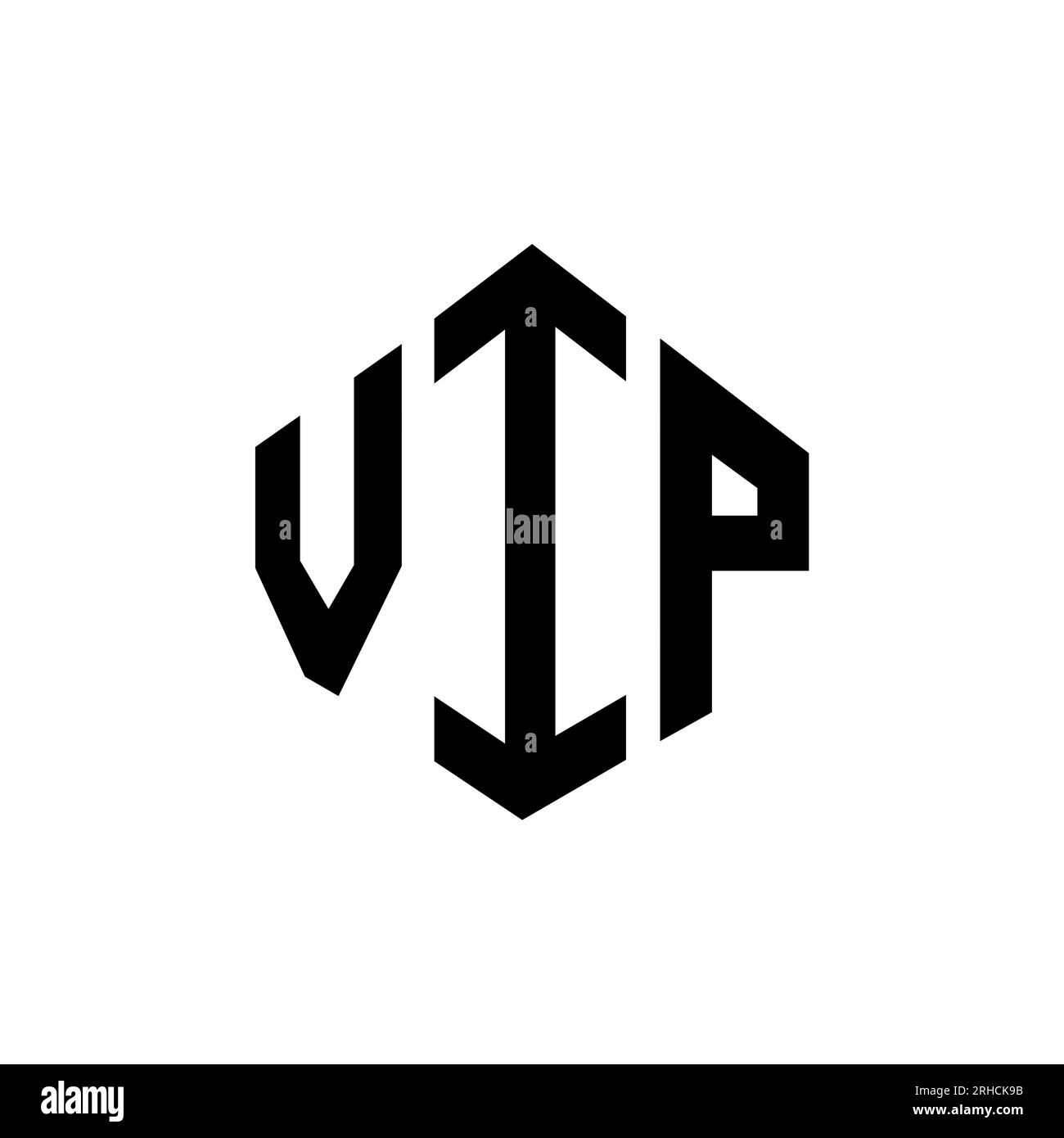 Logo mit VIP-Buchstaben und Polygonform. VIP-Polygon- und würfelförmiges Logo. VIP-sechseckige Vektorvorlage in Weiß und Schwarz. VIP-Monogr Stock Vektor