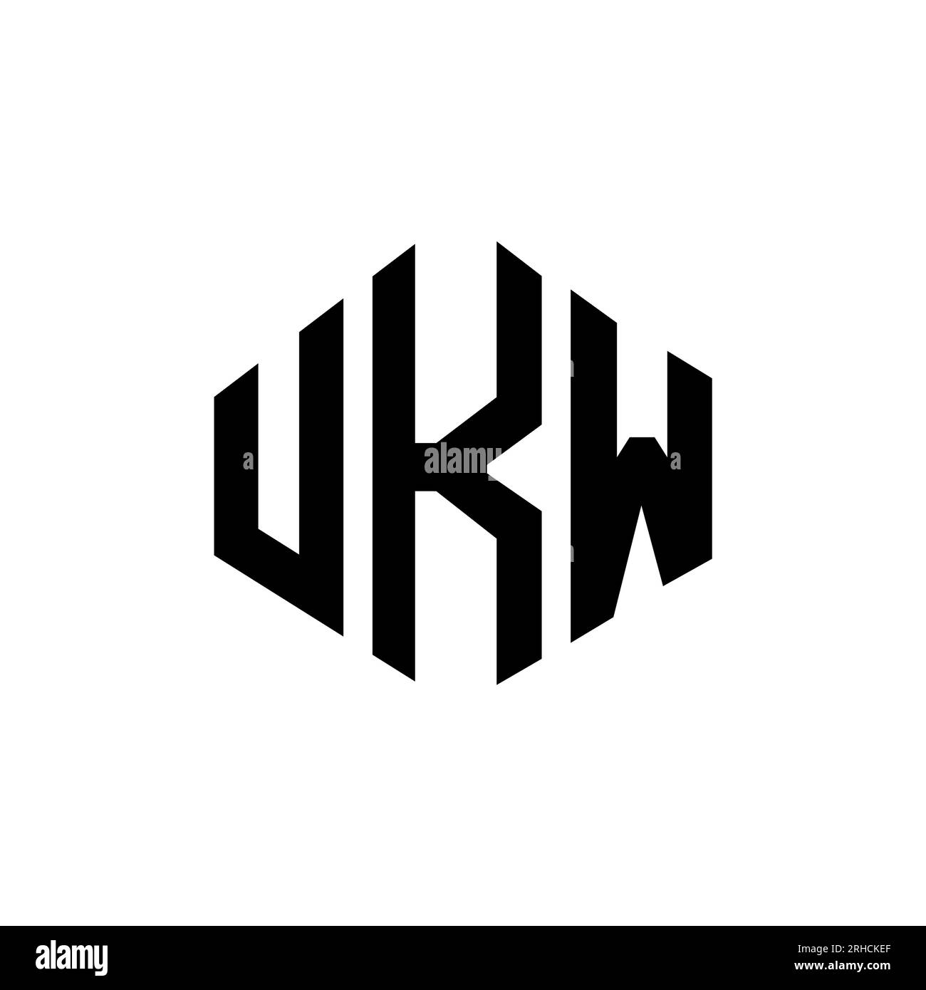 Logo mit UKW-Buchstaben und Polygonform. UKW-Polygon- und würfelförmiges Logo. UKW sechseckige Vektor-Logo-Vorlage in Weiß und Schwarz. UKW Monogr Stock Vektor