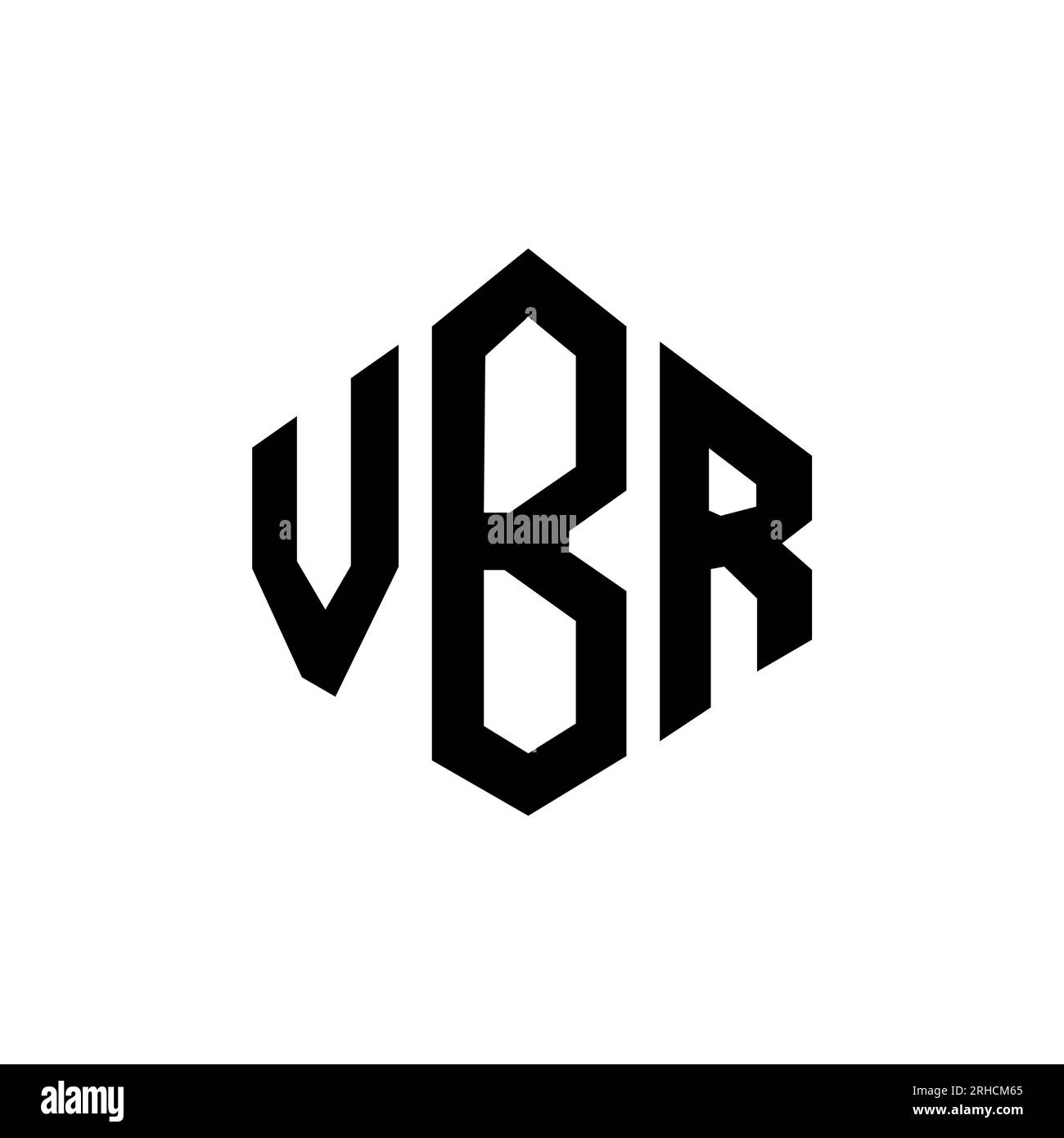 Logo mit VBR-Buchstaben und Polygonform. VBR-Polygon- und würfelförmiges Logo. VBR sechseckige Vektor-Logo-Vorlage in Weiß und Schwarz. VBR Monogr Stock Vektor