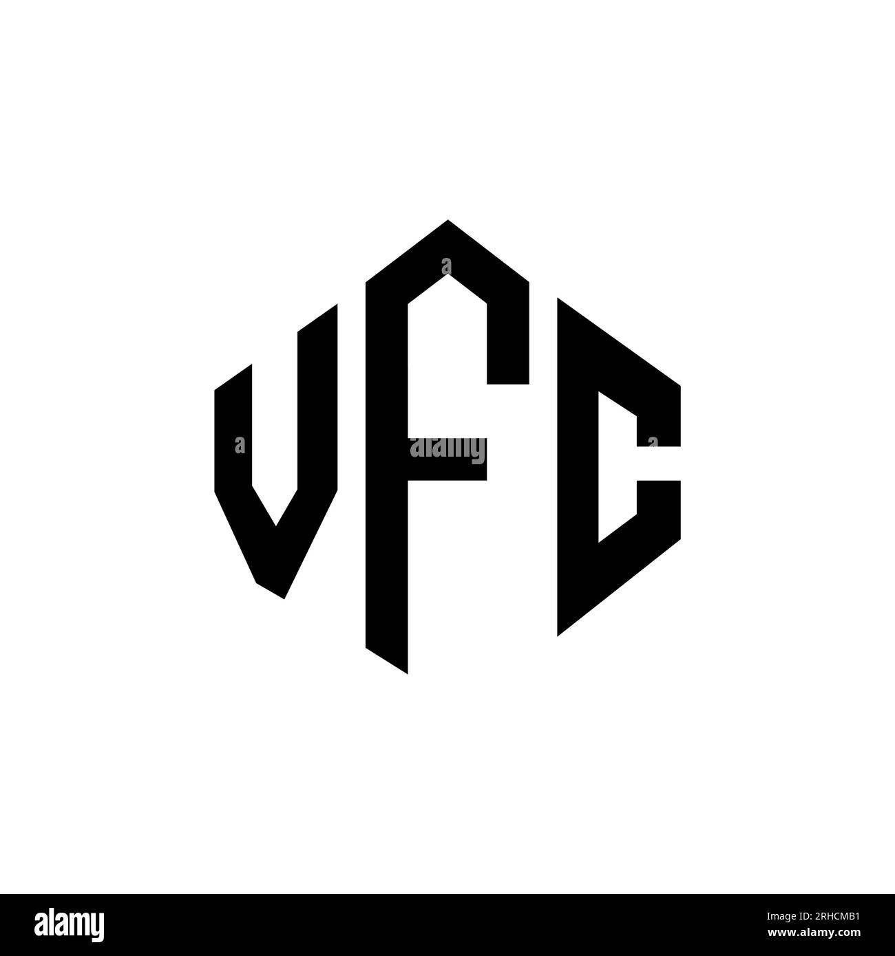 Logo mit VFC-Buchstaben und Polygonform. VFC-Polygon- und würfelförmiges Logo. VFC sechseckige Vektor-Logo-Vorlage in Weiß und Schwarz. VFC Monogr Stock Vektor