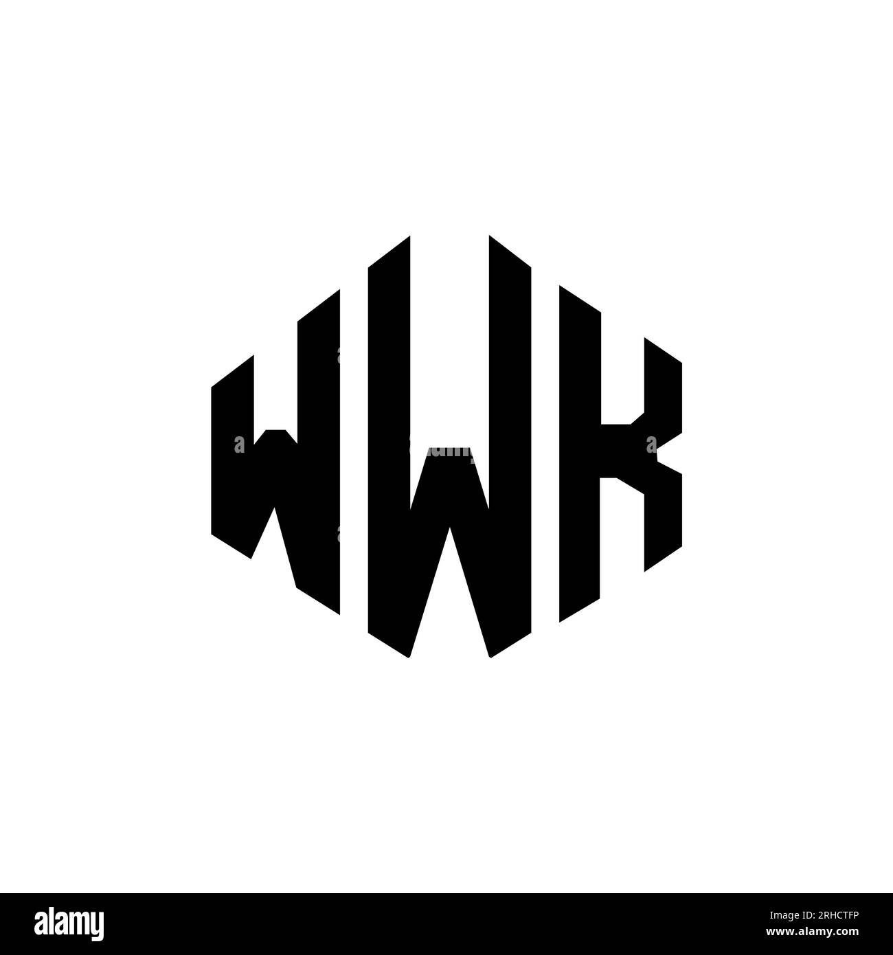 WWK-Logo in Polygonform. WWK-Polygon- und würfelförmiges Logo. WWK sechseckige Vektor-Logo-Vorlage in Weiß und Schwarz. WWK monogr Stock Vektor