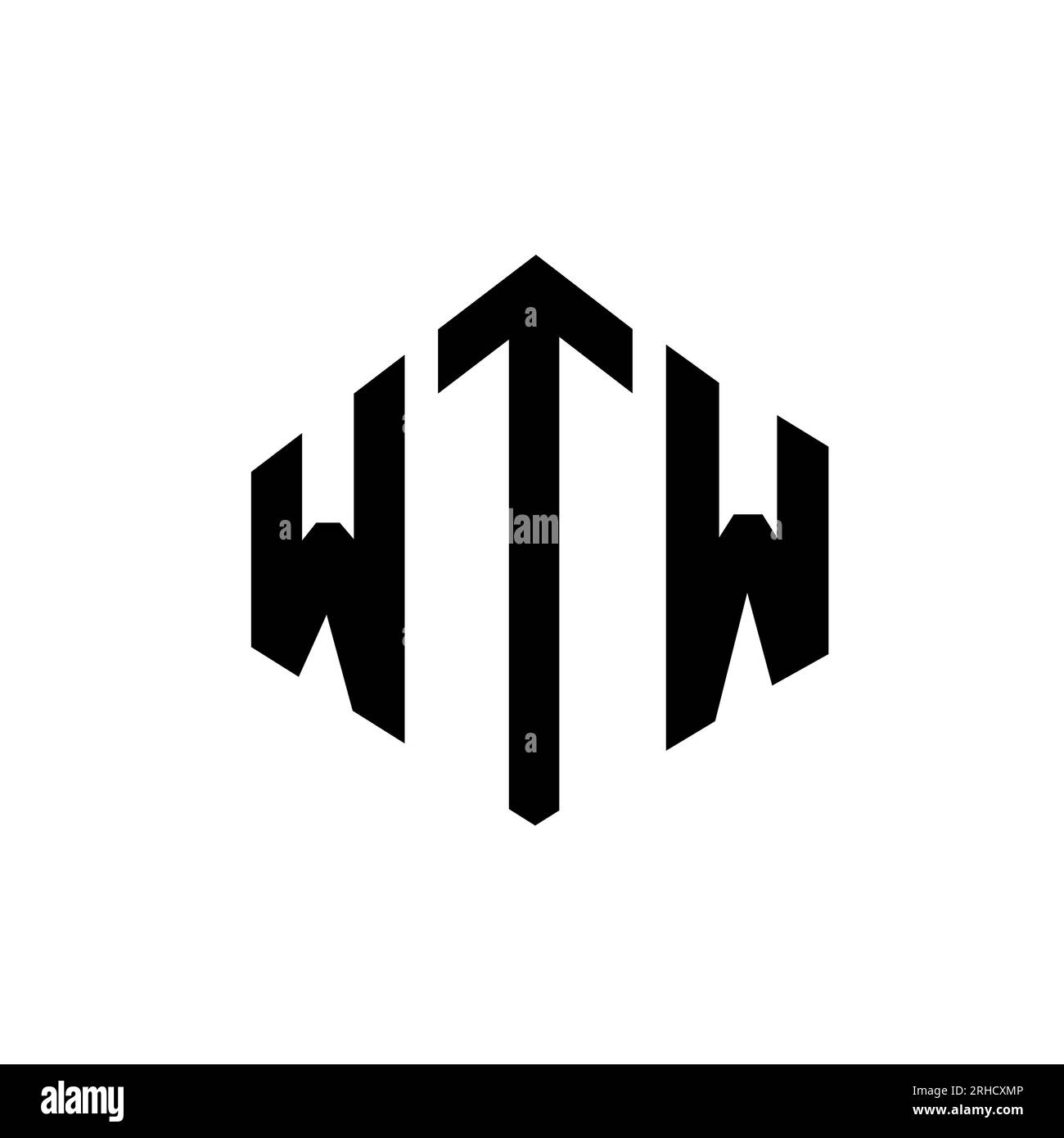 Logo mit WTW-Buchstaben und Polygonform. WTW-Polygon- und würfelförmiges Logo. WTW sechseckige Vektor-Logo-Vorlage in Weiß und Schwarz. WTW Monogr Stock Vektor