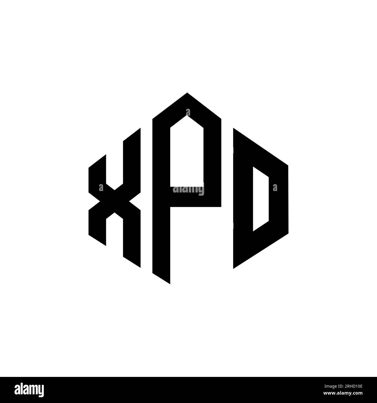 Logo mit XPO-Buchstaben und Polygonform. XPO-Polygon- und würfelförmiges Logo. XPO sechseckige Vektor-Logo-Vorlage in Weiß und Schwarz. XPO monogr Stock Vektor