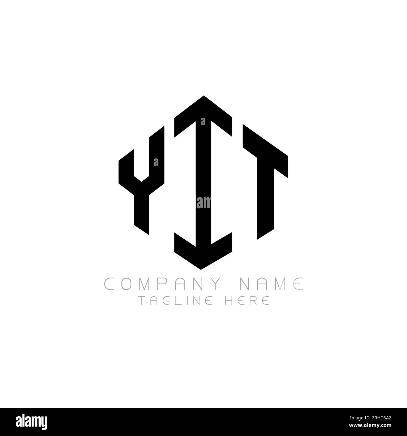 YIT-Letter-Logo mit Polygonform. YIT Polygon-Logo-Monogramm. YIT Cube Logo. YIT-hexagonale Vektor-Logo-Vorlage weiß und schwarz. Stock Vektor