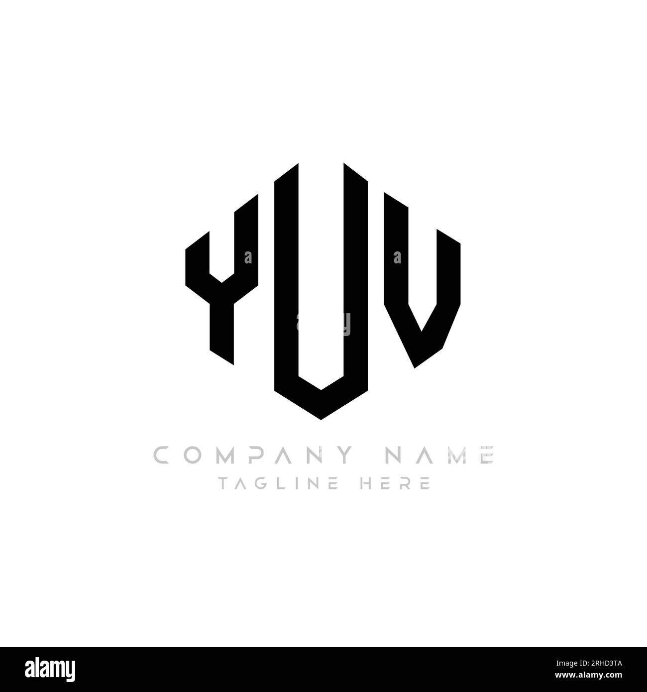 YUV-Letter-Logo mit Polygonform. YUV-Polygon- und würfelförmiges Logo. YUV-Hexagon-Vektor-Logo-Vorlage weiß und schwarz. YUV Stock Vektor