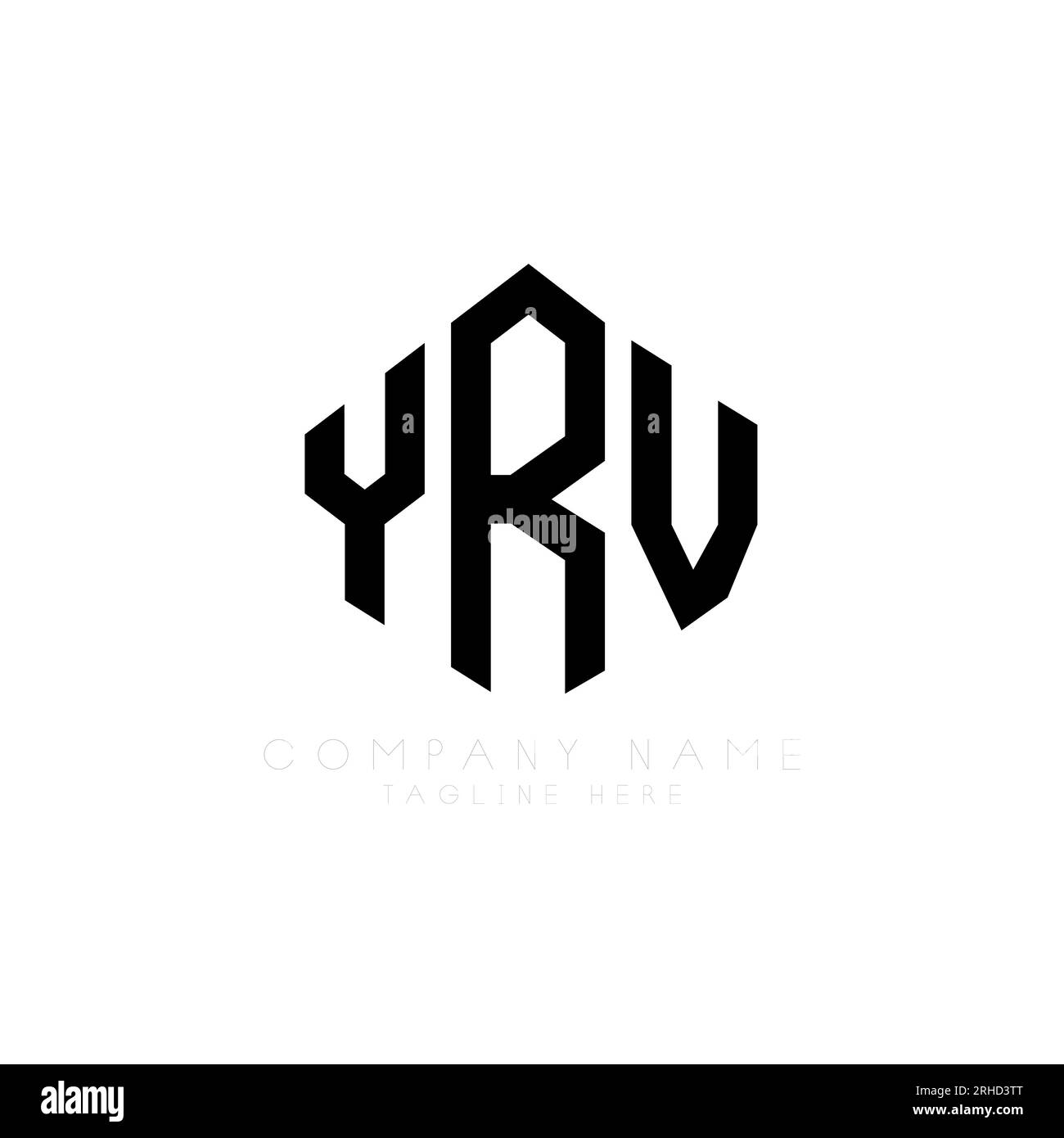 YRV-Letter-Logo mit Polygonform. YRV-Polygon- und würfelförmiges Logo. YRV-Hexagon-Vektor-Logo-Vorlage weiß und schwarz. YRV Stock Vektor
