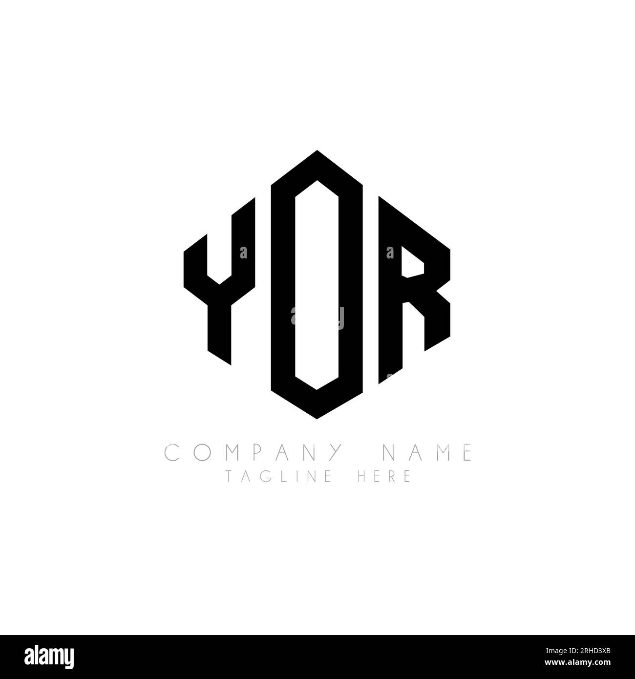 YOR Letter-Logo mit Polygonform. YOUR Polygon- und würfelförmiges Logo. YOR hexagonale Vektor-Logo-Vorlage weiß und schwarz. YOR Stock Vektor