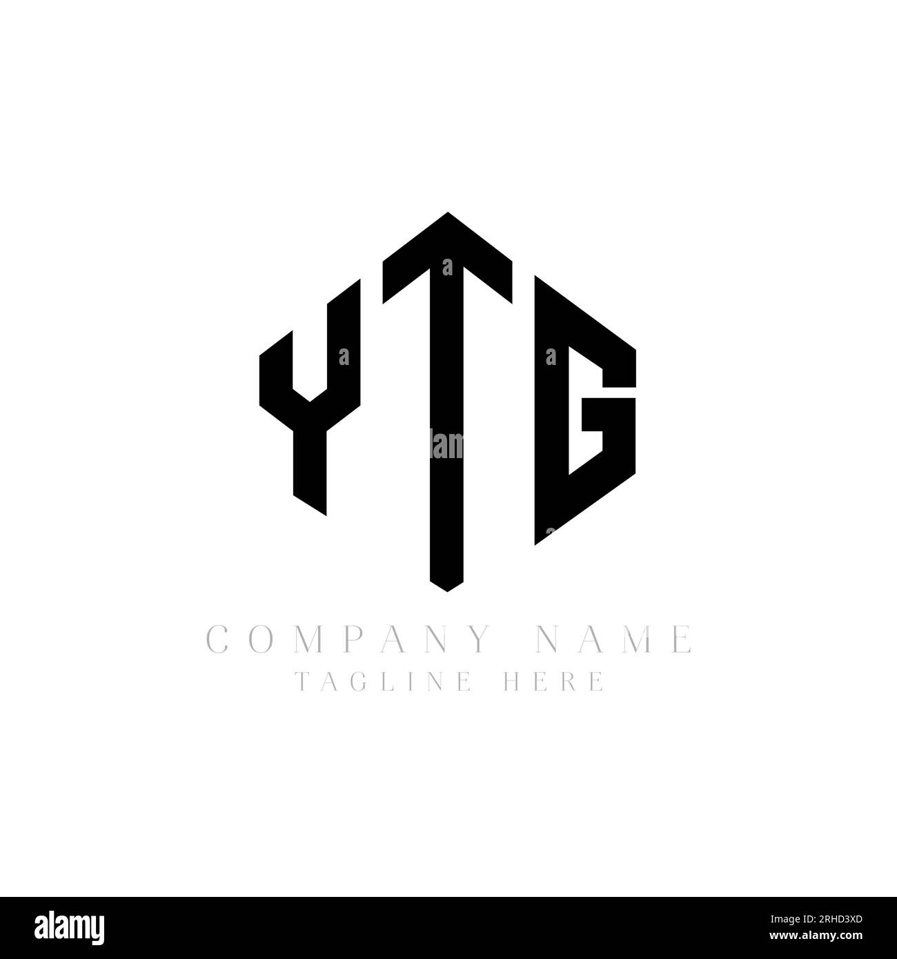 YTG-Letter-Logo mit Polygonform. YTG-Polygon- und würfelförmiges Logo. YTG-hexagonale Vektor-Logo-Vorlage weiß und schwarz. YTG Stock Vektor