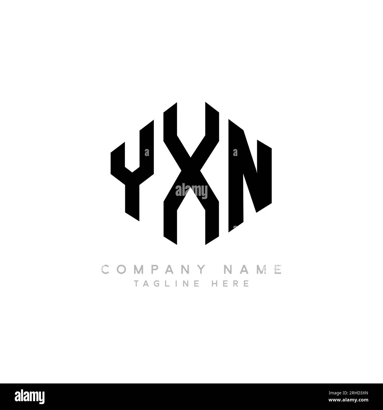 YXN-Letter-Logo mit Polygonform. YXN-Polygon- und würfelförmiges Logo. YXN-hexagonale Vektor-Logo-Vorlage weiß und schwarz. YXN Stock Vektor