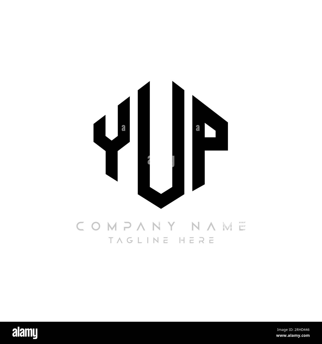 YUP-Logo mit Polygonform. YUP-Polygon- und würfelförmiges Logo-Design. YUP-Vektor-Logo-Vorlage in weiß und Schwarz. - JA. JA Stock Vektor
