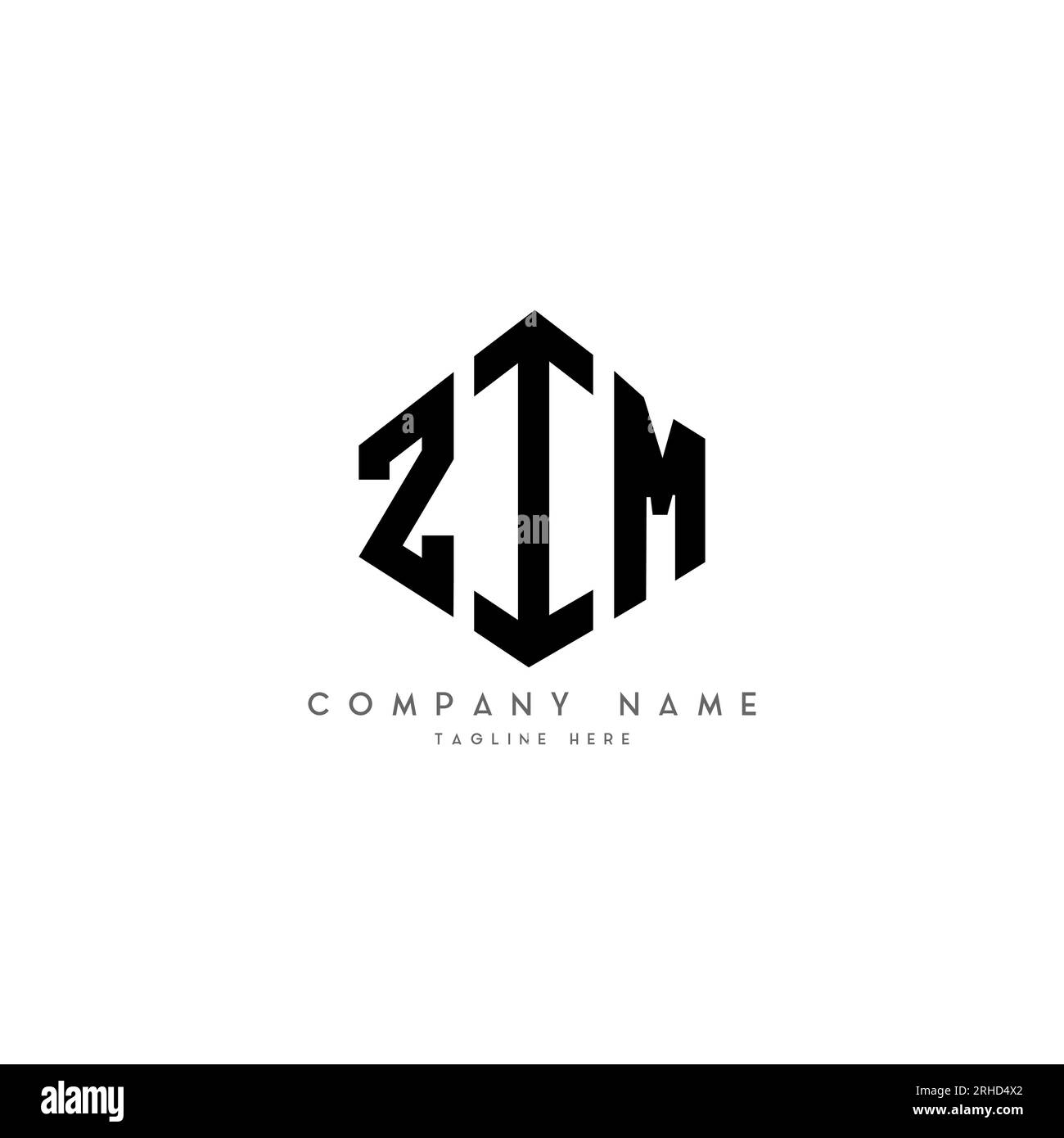 ZIM-Logo mit Polygonform. ZIM-Polygon- und würfelförmiges Logo. ZIM sechseckige Vektor-Logo-Vorlage in Weiß und Schwarz. ZIM monogr Stock Vektor