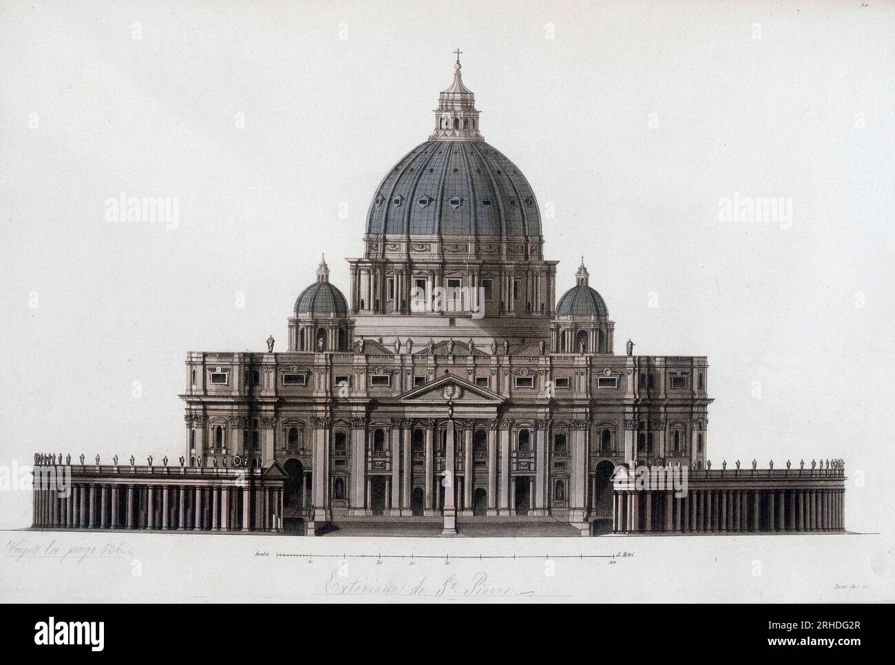 Basilique Notre-Dame (Saint Pierre) de Rome au Vatikan (San Pietro in Vaticano). In "Le costume Ancien et moderne 1819-1820, par Jules Ferrario. Stockfoto