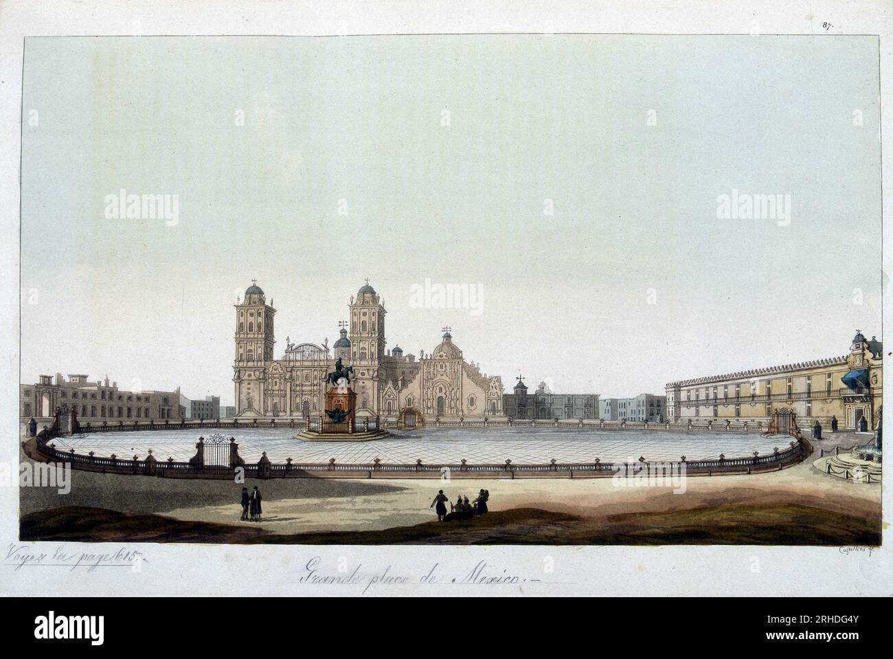 Le Zocalo: La Grande Place de Mexico. In "Le costume Ancien et moderne, 1819-1820 par Jules Ferrario. Stockfoto