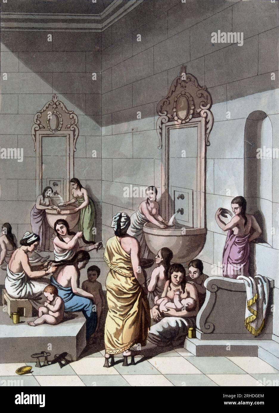 Bains publics en Palestine - in "Le costume ancien et modern", Ferrario, 1819-20 Stockfoto