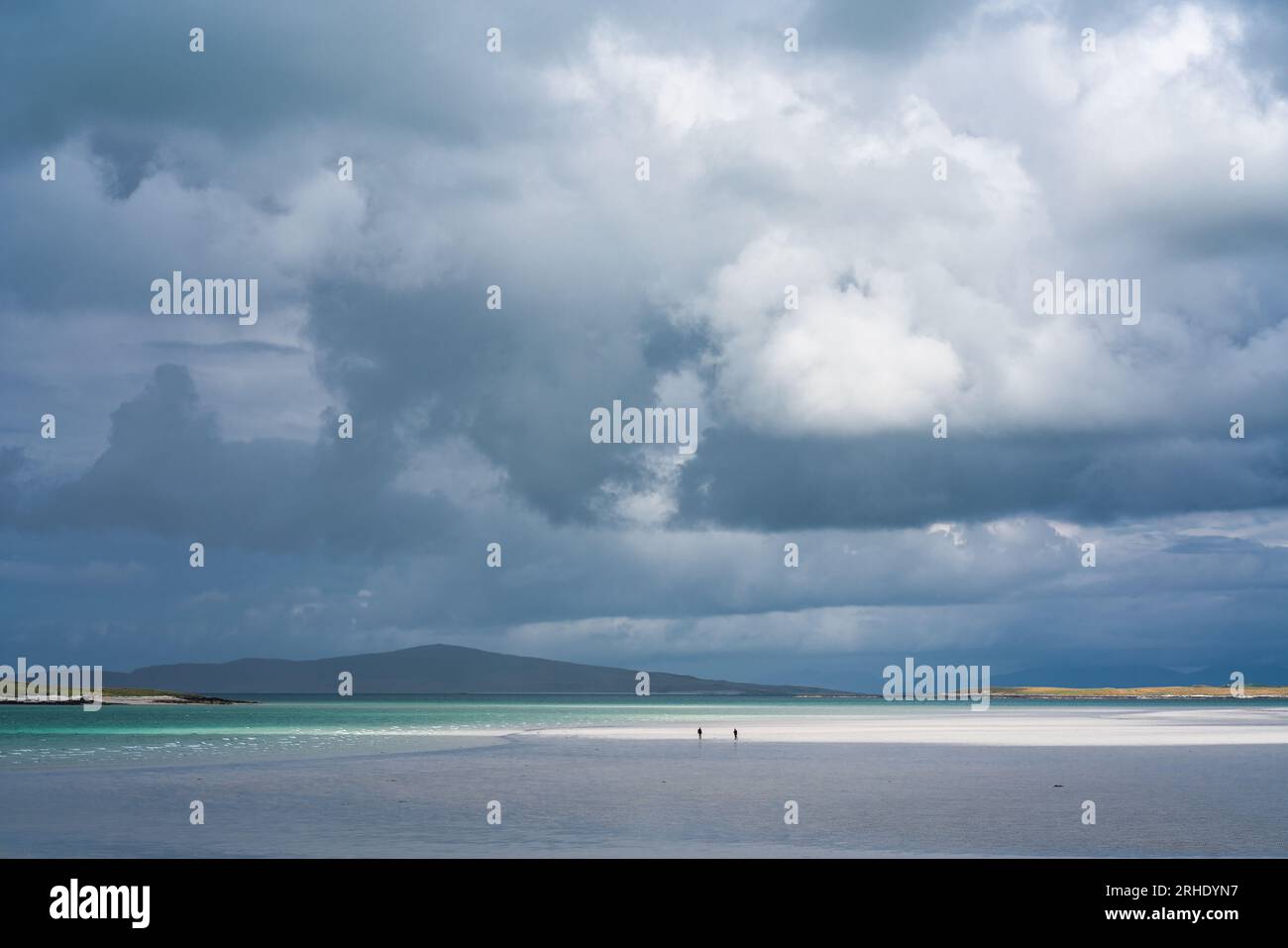 Dramatischer Himmel am Clachan Sands Beach, Isle of North Uist, Outer Hebrides, Schottland, Großbritannien Stockfoto