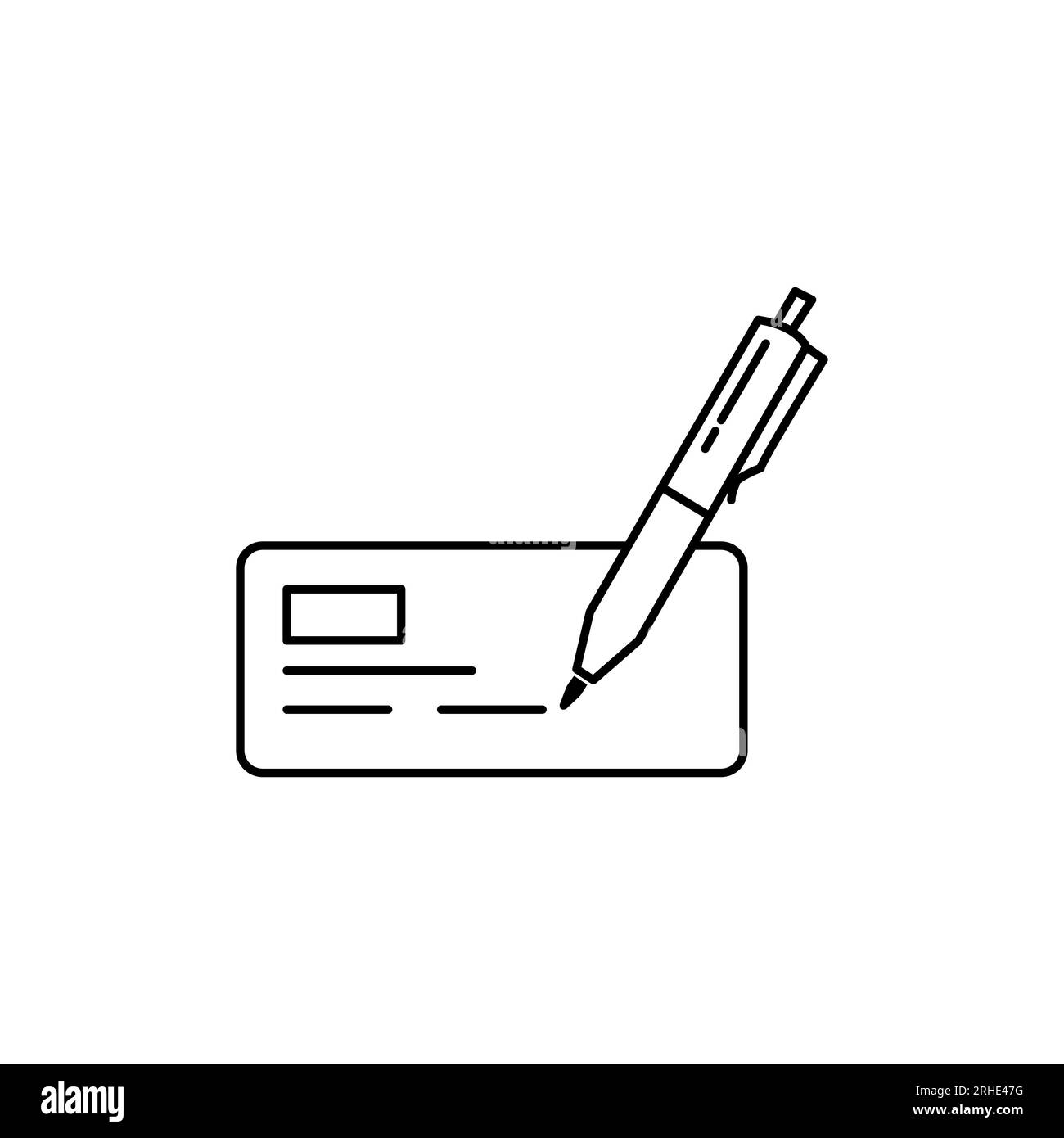 Bankscheck-Symbol. Dünne Linienzeichen für Designlogo, Visitenkarte usw. Ein hochwertiges Symbol für Webdesign oder mobile App. Stock Vektor