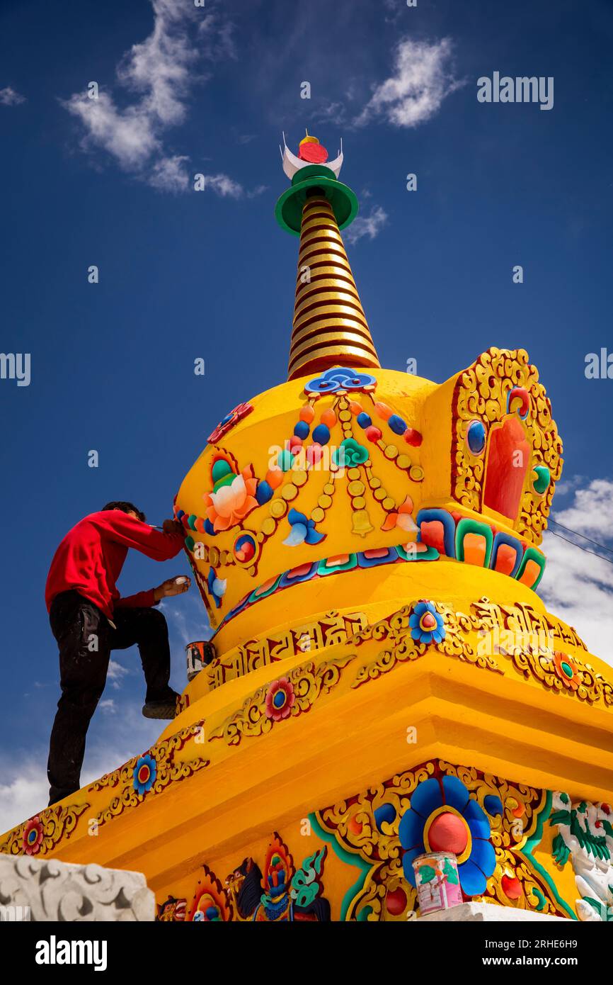 Indien, Ladakh, Nubra Valley, Sumur, Pinchimik, neue gelbe Küken mit farbenfroher Dekoration Stockfoto