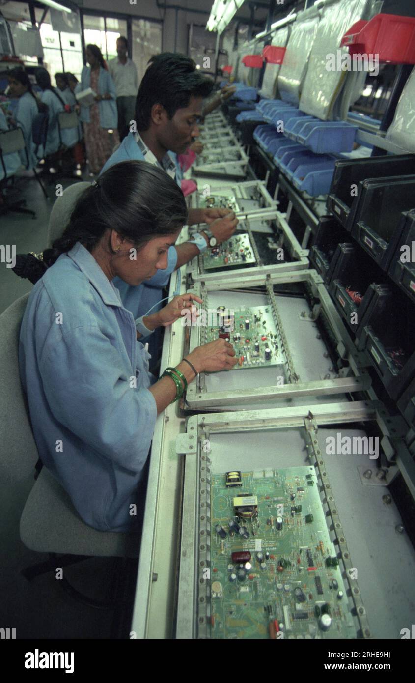 Eine Fabrik und Produktion von Computerelektronik in der Electronic City in Bangalore in der Provinz Karnataka in Indien. Indien, Bangalor Stockfoto