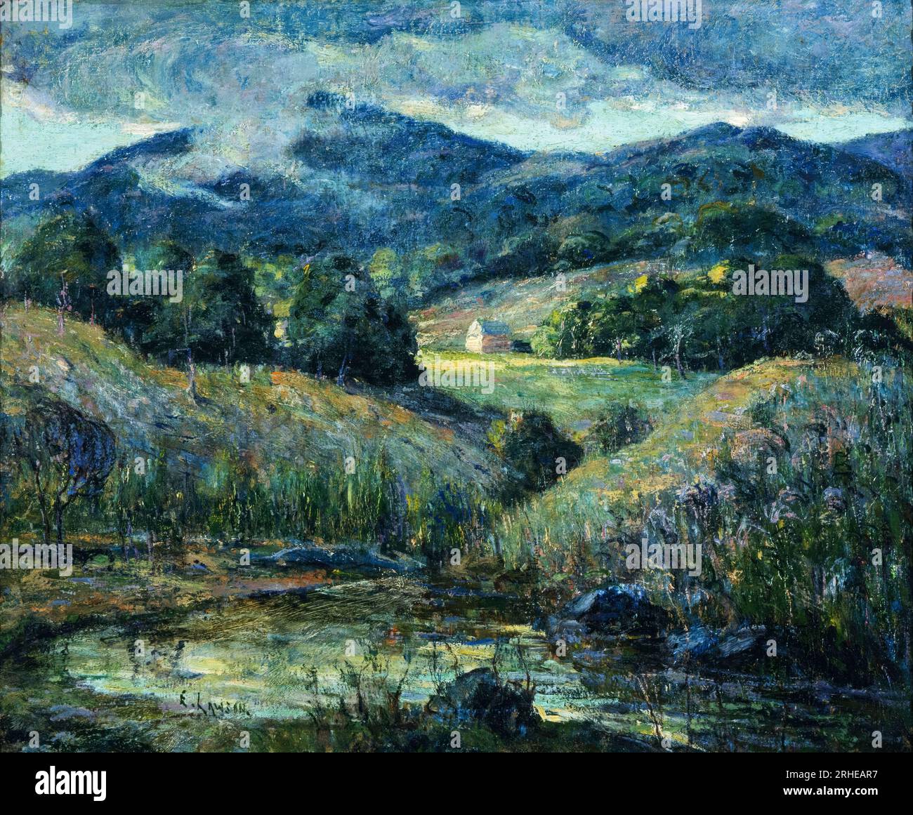 Ernest Lawson, nähert sich Sturm, Landschaftsmalerei in Öl auf Leinwand, montiert auf Platte, 1919-1920 Stockfoto