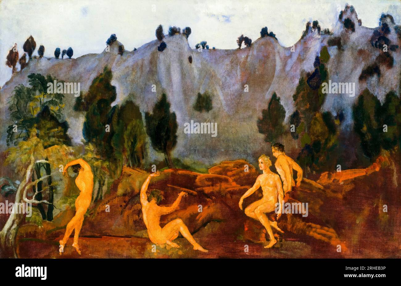 Arthur B. Davies, die Zögerlichkeit von Orestes, die Ölmalerei auf Leinwand, um 1915 Stockfoto