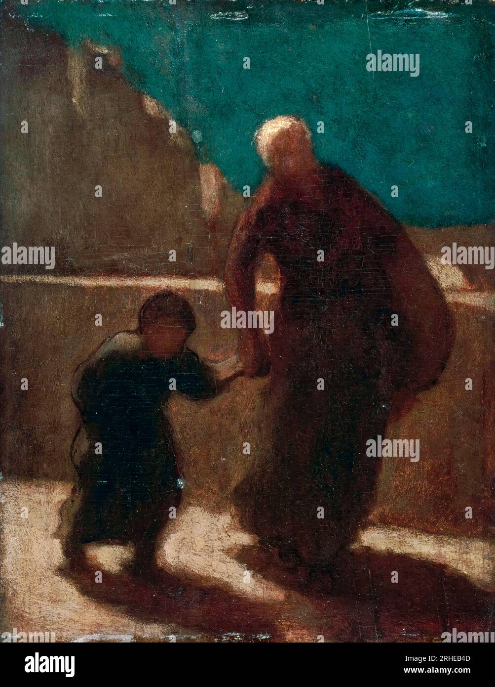 Honoré Daumier, auf einer Brücke bei Nacht, Ölgemälde an Schalttafel, 1845-1848 Stockfoto