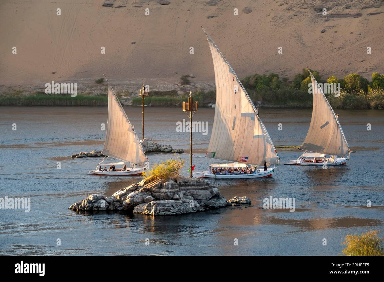 Felucca ist am Nil in Assuan in Ägypten Stockfoto