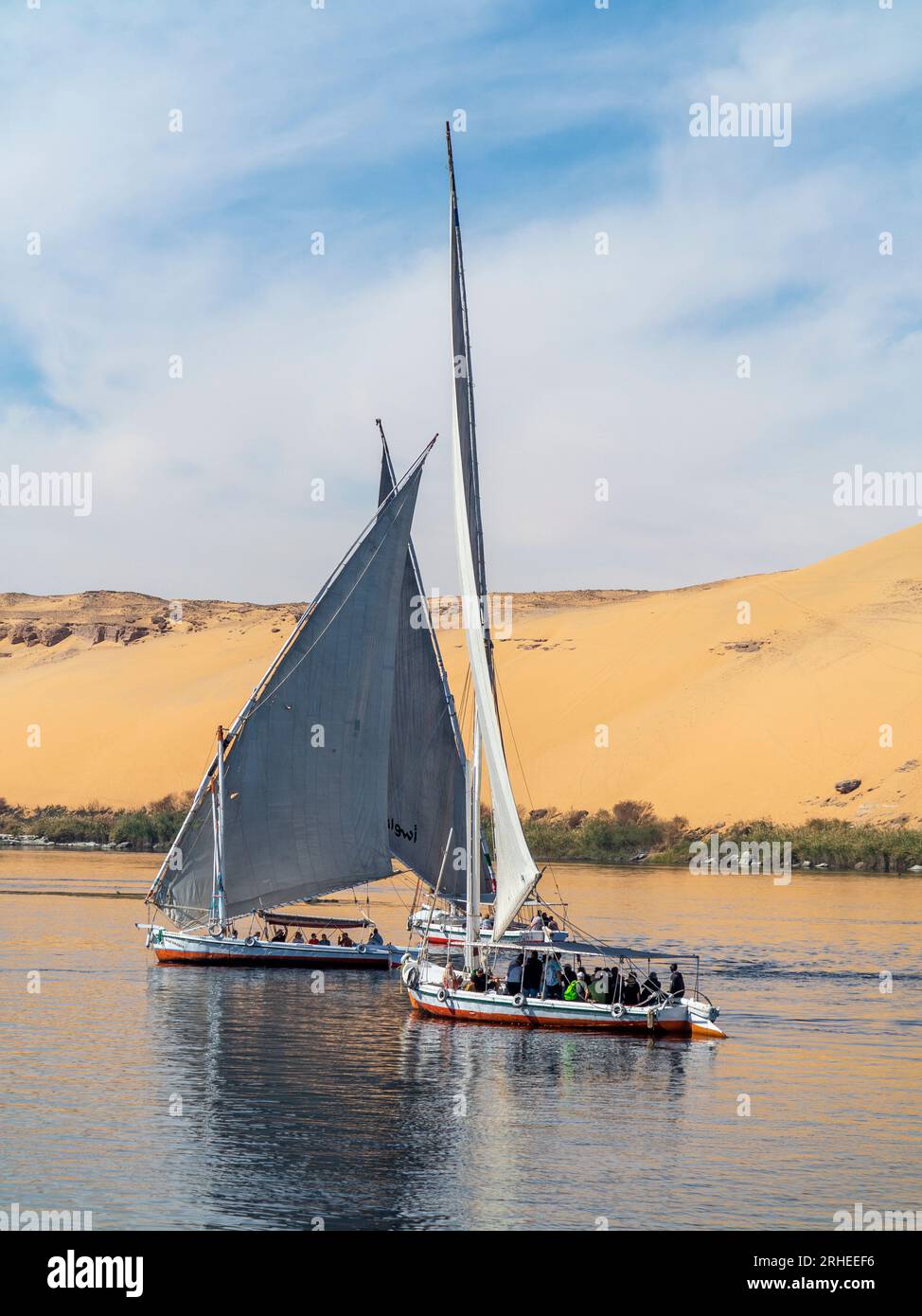 Felucca ist am Nil in Assuan in Ägypten Stockfoto