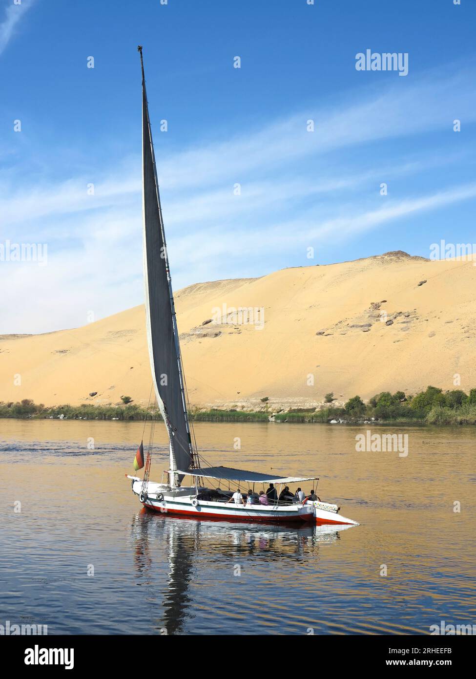 Felucca ist am Nil in Assuan in Ägypten Stockfoto