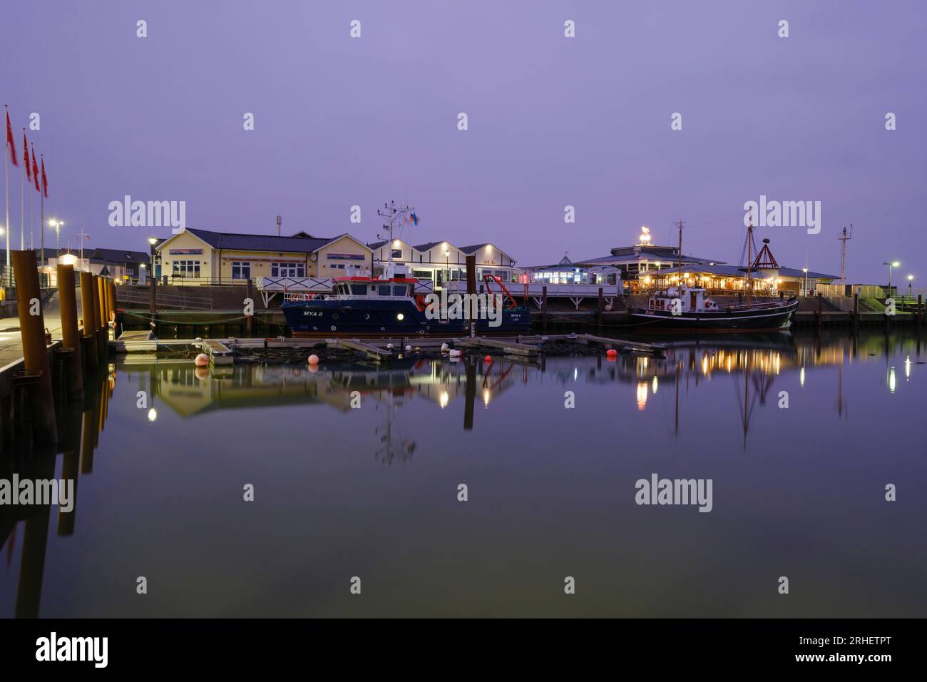 Harbor of List bei Nacht Stockfoto