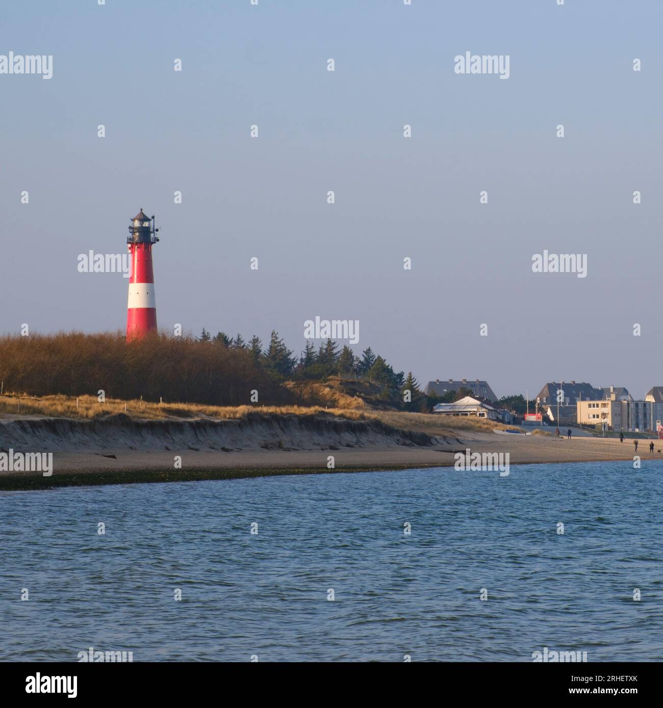 Leuchtturm an der Küste von Hörnum Stockfoto