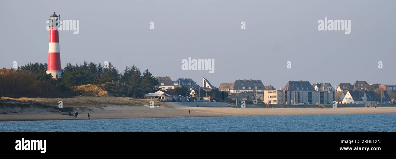 Leuchtturm an der Küste von Hörnum Stockfoto