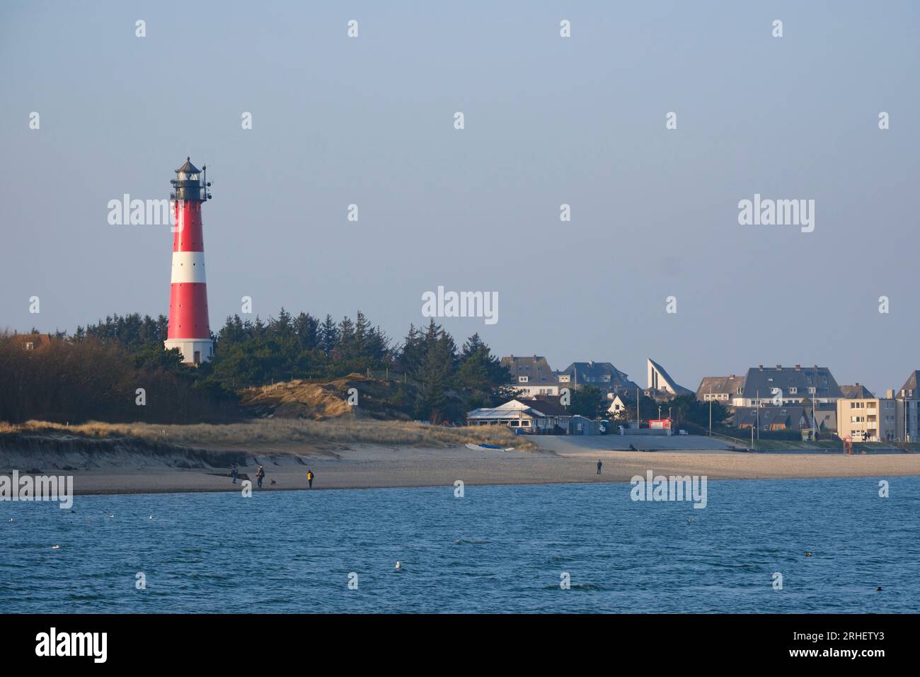 Leuchtturm an der Küste von Hörnum Stockfoto