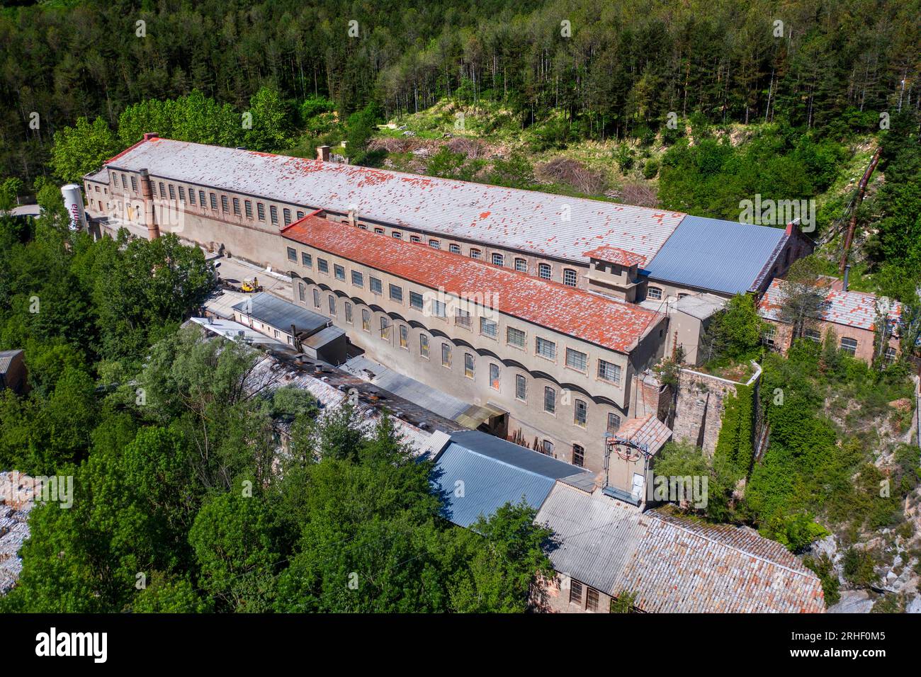 Agustin Barral Papierfabrik im Fluss Llobregar in La Pobla de Lillet, Katalonien, Spanien. Stockfoto