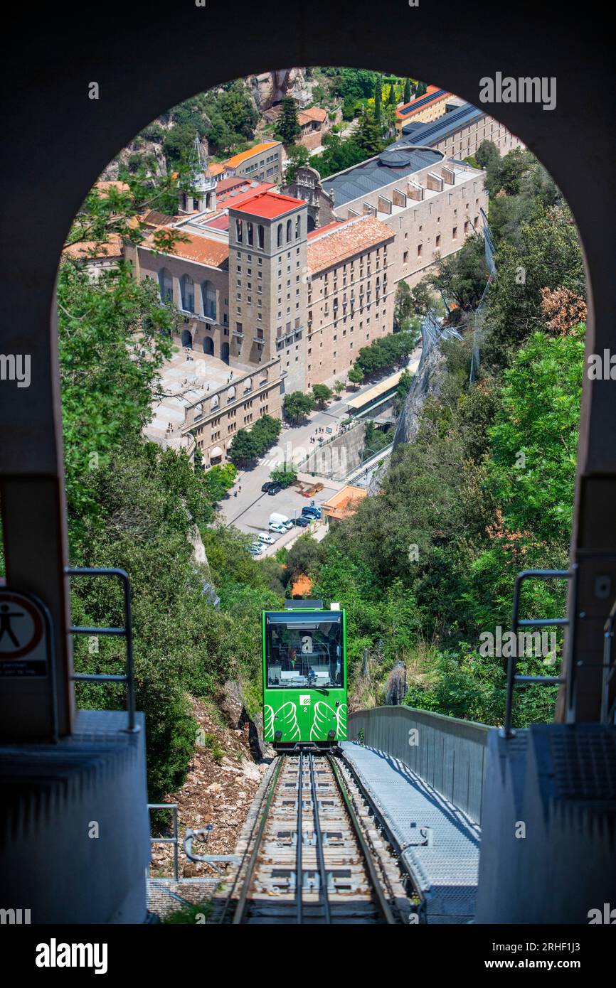 Seilbahn de Sant Joan auf der benediktinerabtei Santa Maria de Montserrat, Monistrol de Montserrat, Barcelona, Katalonien Stockfoto