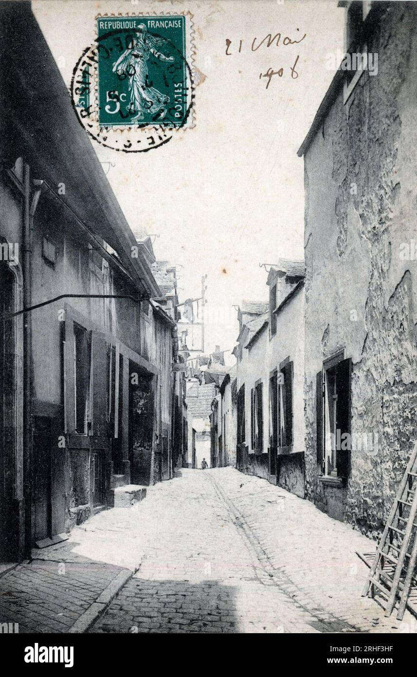 Nord Pas de Calais, Pas de Calais (62), Le Portel : Rue de la ville vue d'une - Carte postale datee 1908 Stockfoto