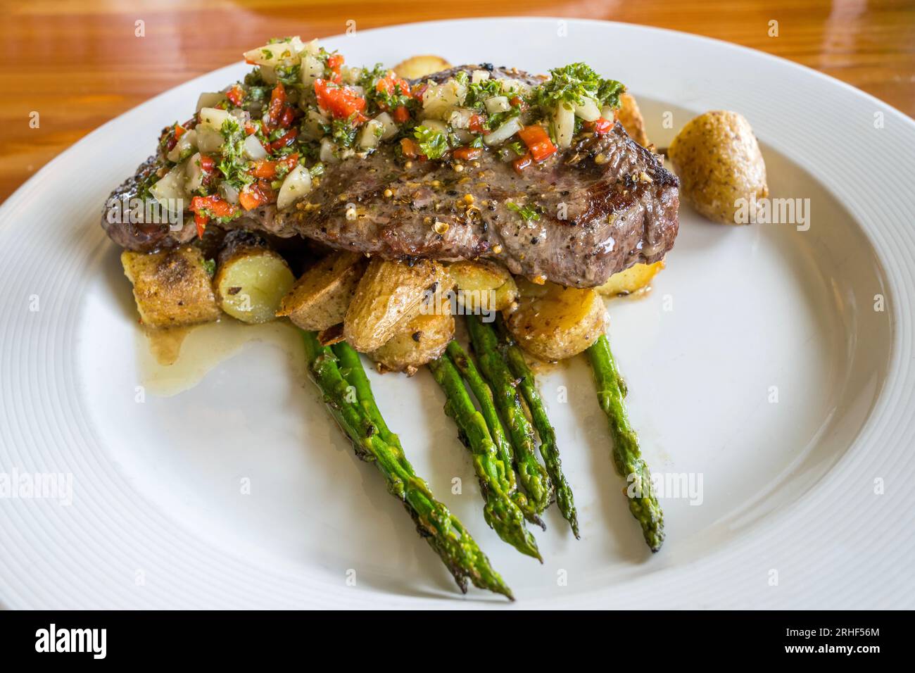 Farm to Table, Alberta Steak, Lake Louise, Mountaineer Restaurant Banff National Park, Alberta, Kanada Stockfoto