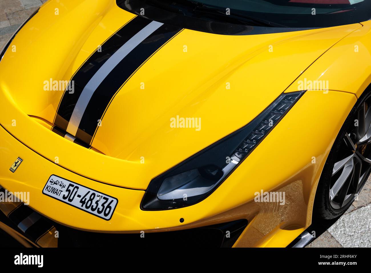 Ferrari 458 4,5 Liter V8 mit Kuwait-Kennzeichen Stockfoto