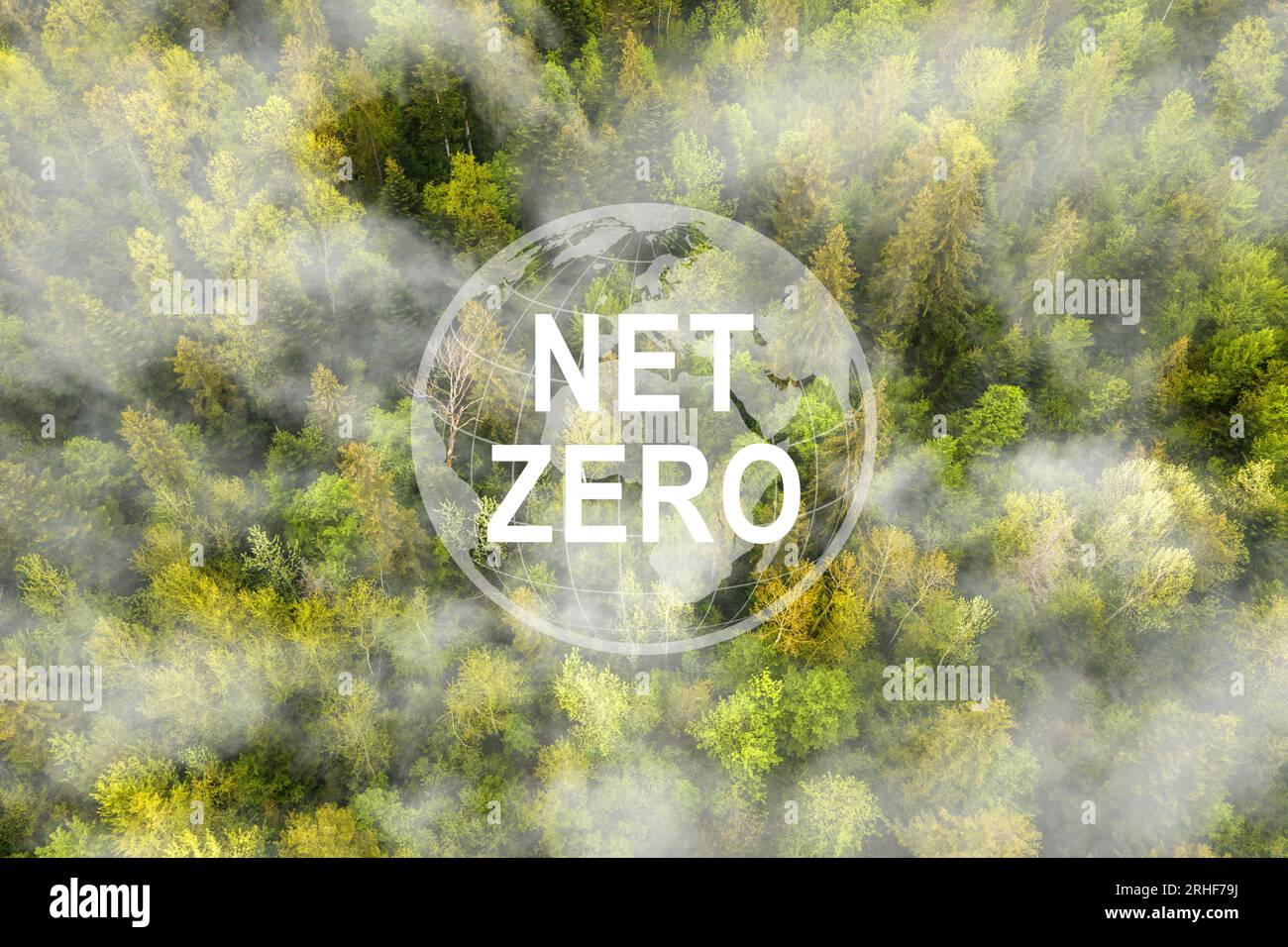 Netto Zero 2050 CO2-neutrales und Netto-Null-Konzept natürliche Umwelt Eine klimaneutrale langfristige Strategie Ziele für Treibhausgasemissionen. Stockfoto