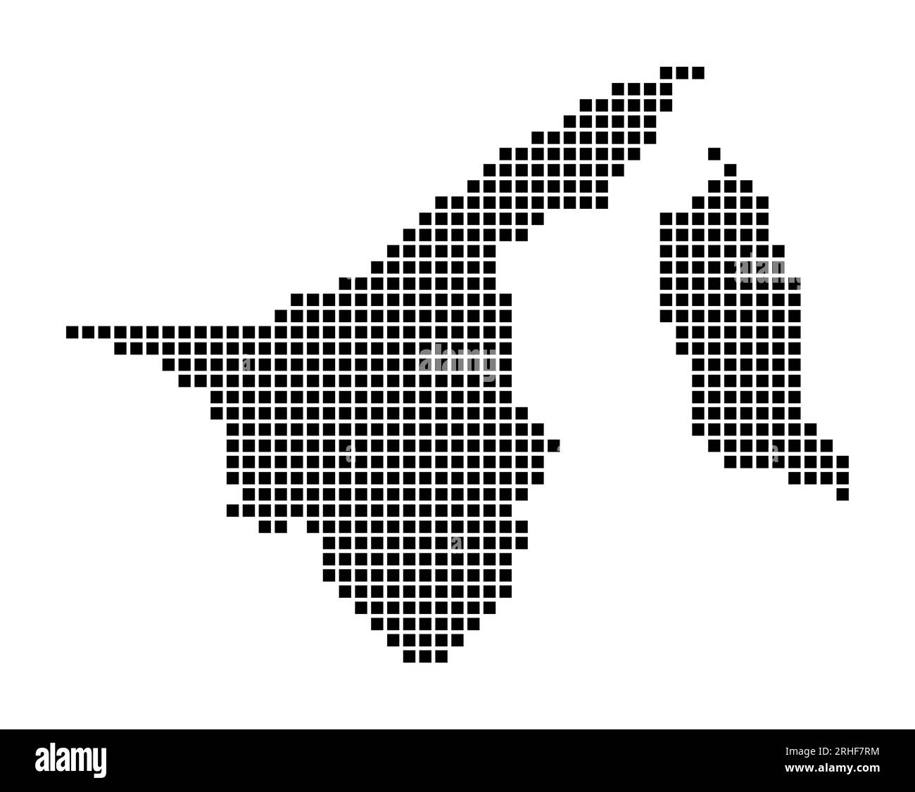 Brunei-Karte. Karte von Brunei im gepunkteten Stil. Ländergrenzen mit Rechtecken für Ihr Design. Vektordarstellung. Stock Vektor