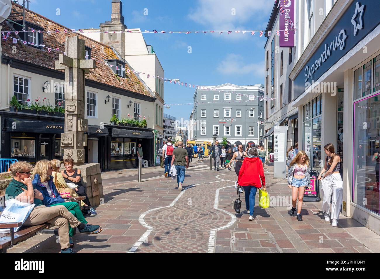 Charing Cross von Broad Street, St. Helier, Jersey, Kanalinseln Stockfoto