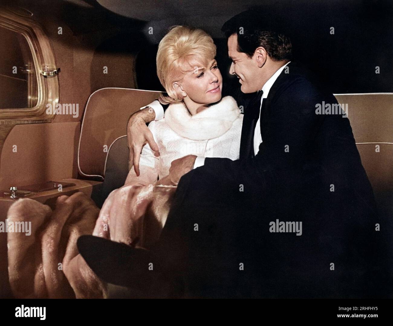 Doris Day, James Garner, Drehort des Films „The Thrill of IT All“, Universal-International, 1963 Stockfoto