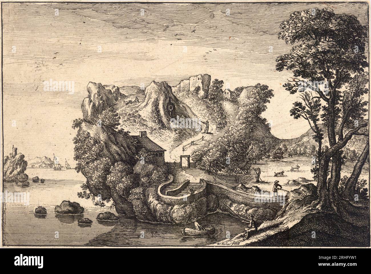 Landschaft geformt wie ein Gesicht Unbekanntes Datum (Autor lebte 1607-1677) von Wenceslaus Hollar Stockfoto
