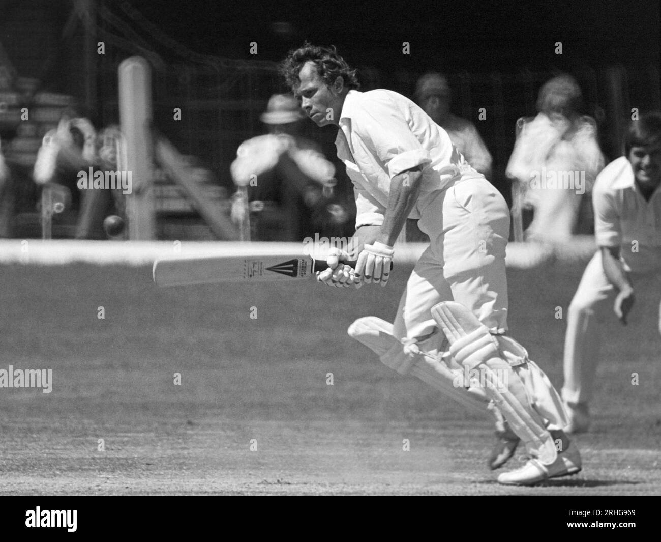 Brian Davison aus Leicestershire Batting, Northants gegen Leicestershire, (Schweppes County Championship), Wantage Road, Northampton 27 - 30. Mai 1978 - Feldspieler ist Peter Willey. Stockfoto